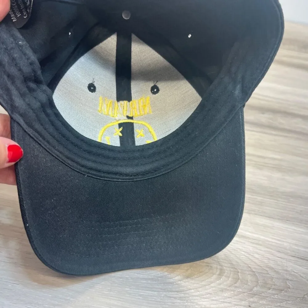 Nirvana Snapback Hat Cap‎ Black Smiley Face Logo Rock/Punk  Music Baseball Cap